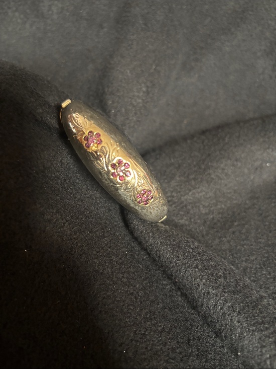 Coro Jewelry - Vintage Coro Rare Gold Tone with purple flower Clamper Cuff Bangle Bracelet